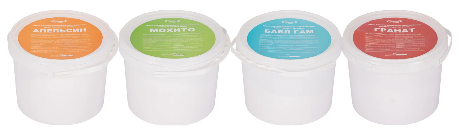 Вёдра вкусовых смесей Nectar: апельсин, мохито, бабл гам и гранат